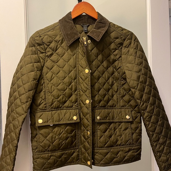 Quilted Olive Green Jacket with Gold Buttons - Picture 1 of 4